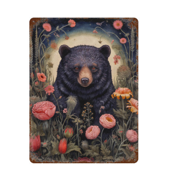 Rustic Gothic Botanical Animals BEAR Metal Sign Victorian Wall Decor 8 x 12 new Unbranded