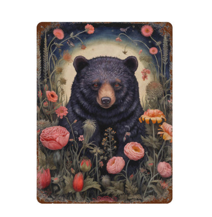 Rustic Gothic Botanical Animals BEAR Metal Sign Victorian Wall Decor 8 x 12 new Unbranded