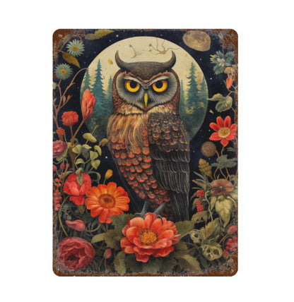 Rustic Gothic Botanical Animals OWL Metal Sign Victorian Wall Decor 8 x 12 new Unbranded