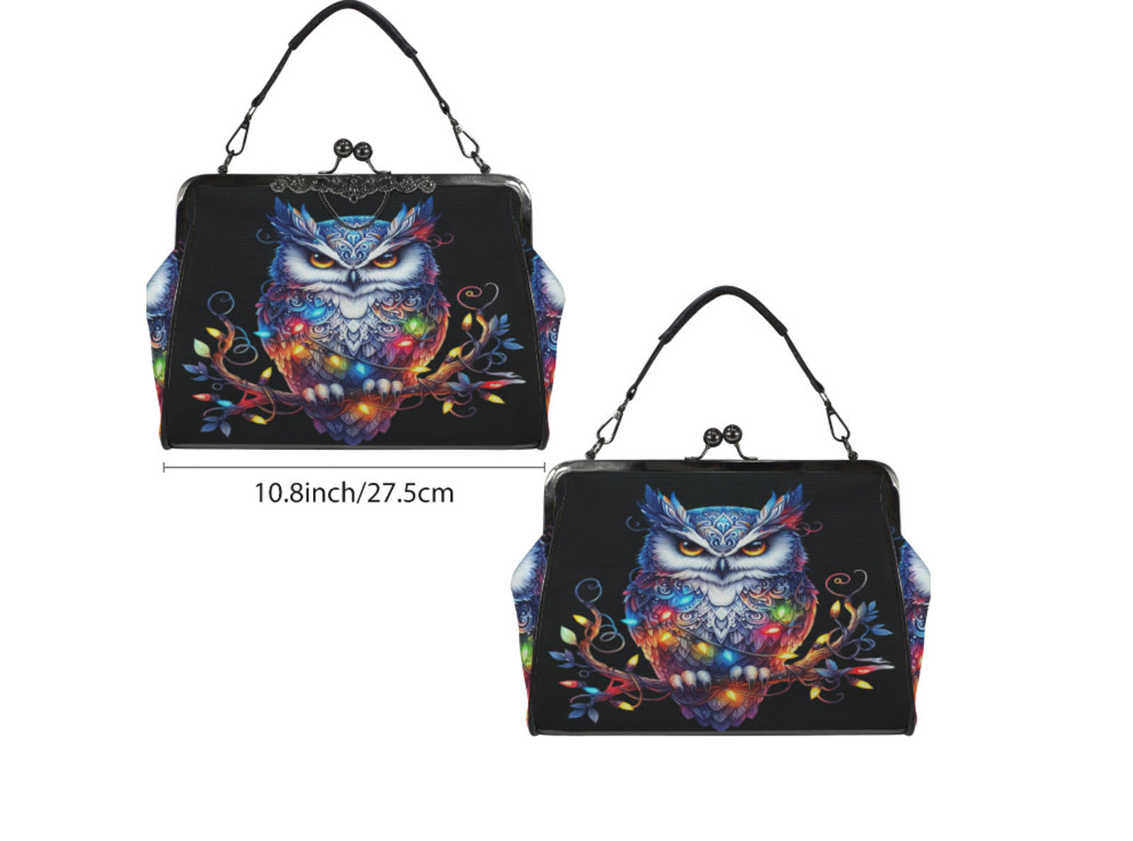 Gothic Victorian Christmas Owl w/Lights  Holiday Shoulder Cross Body Bag Satchel Kisslock