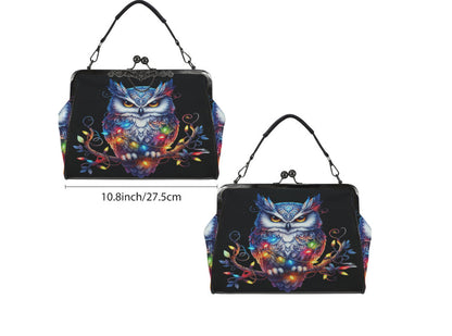 Gothic Victorian Christmas Owl w/Lights  Holiday Shoulder Cross Body Bag Satchel Kisslock
