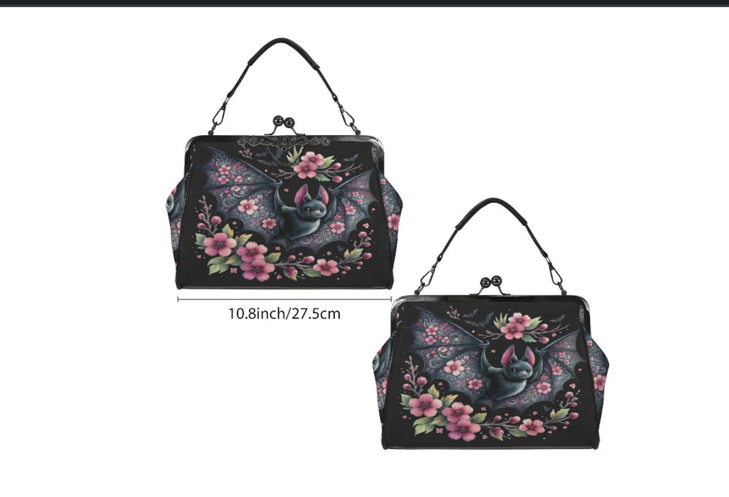 Victorian Gothic Floral Bat Spring Mother's Day  Shoulder Cross Body Bag Satchel Kisslock