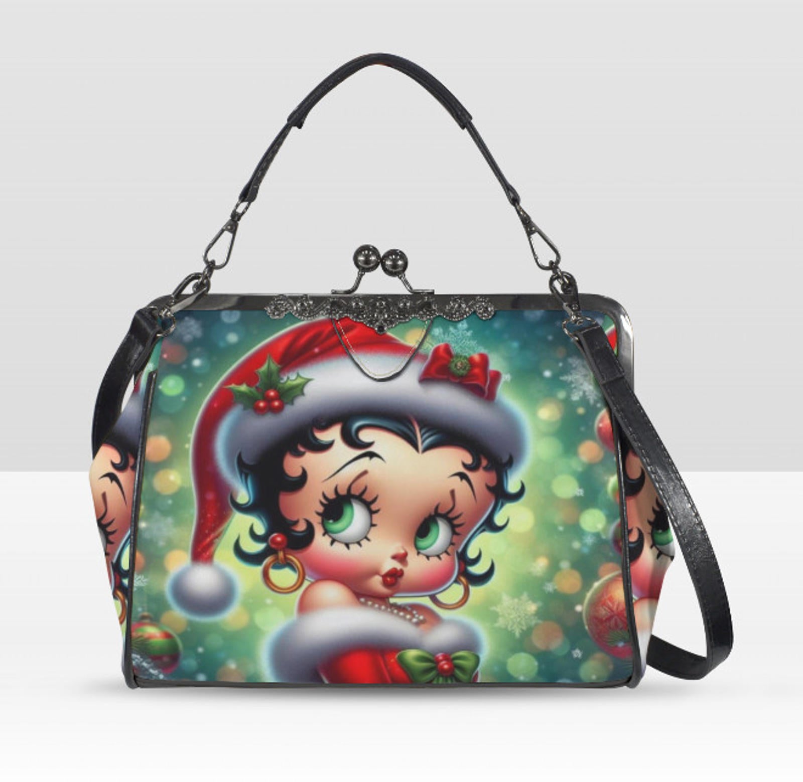 Betty Boop Christmas Outfit Cute Shoulder Cross Body Bag Satchel Holiday Gift Kisslock