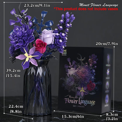 BuildMOC Purple Rose Botanical Building Block Set,Gothic Decor Artificial Rose Flower Bouquet Model Toys Valentines Day Gifts terrifictrend