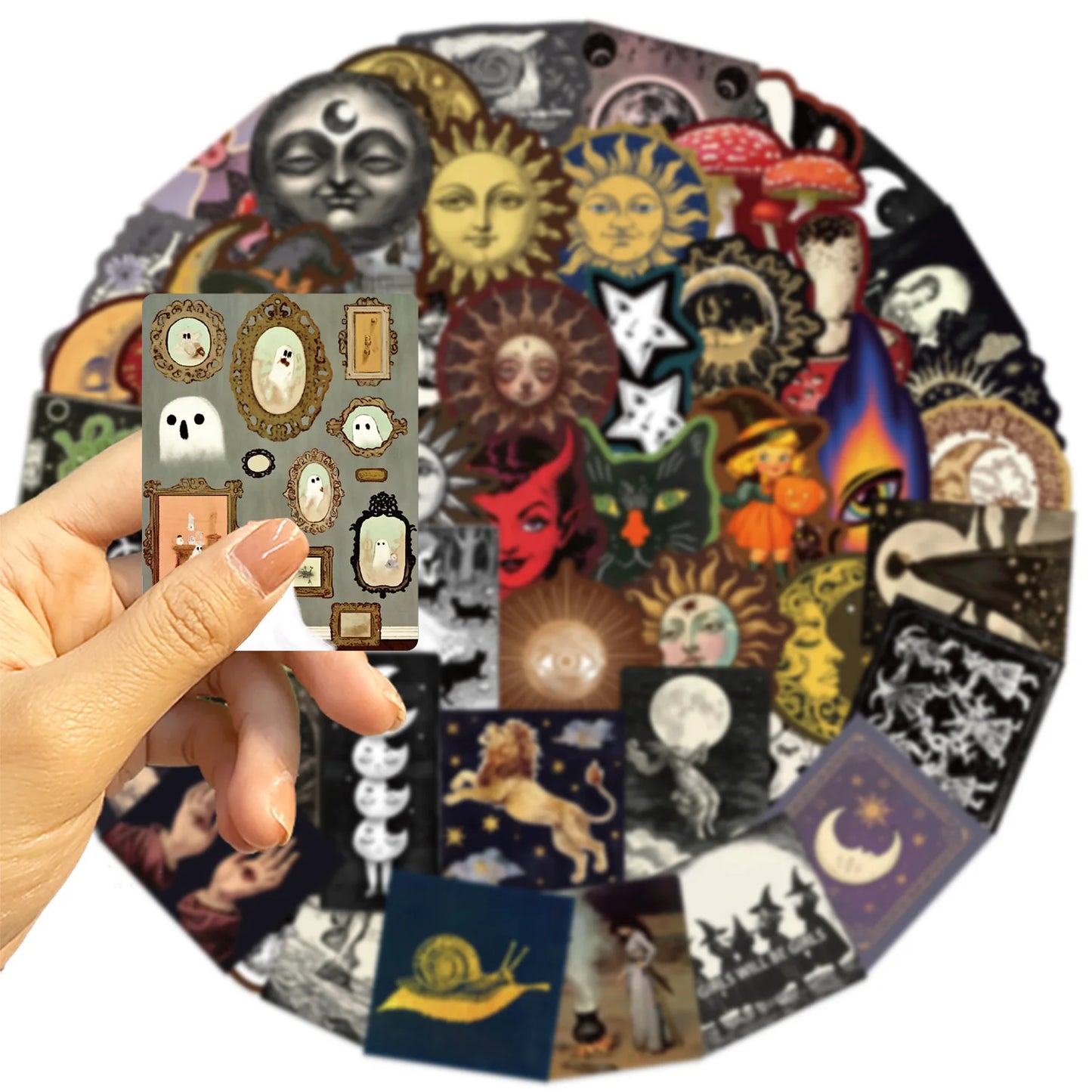 50Pcs Gothic Decor Graffiti Stickers Witch Moon Spooky DIY Stickers Skateboard Motorcycle Suitcase Phone Laptop Decals terrifictrend