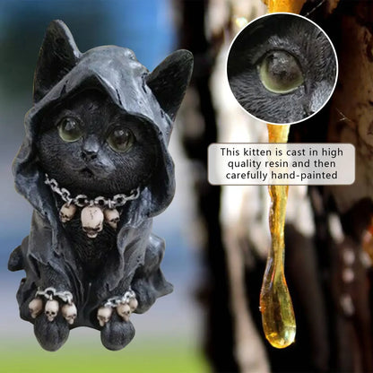 Gothic Cat Witch Decorated Garden Halloween Figurine  Decoration Accessories Decorations for Home Desk  Decor Modern terrifictrend