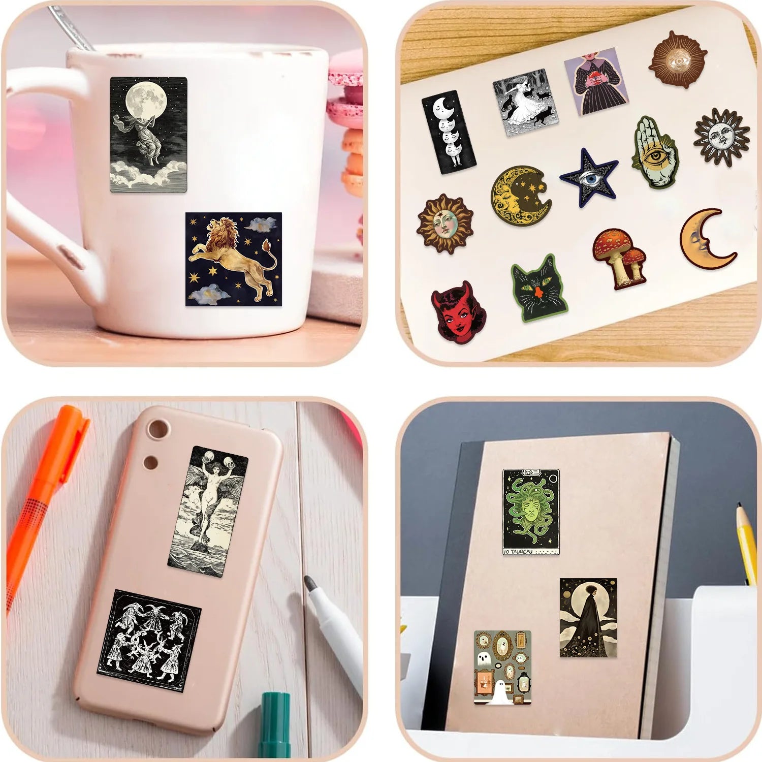 50Pcs Gothic Decor Graffiti Stickers Witch Moon Spooky DIY Stickers Skateboard Motorcycle Suitcase Phone Laptop Decals terrifictrend