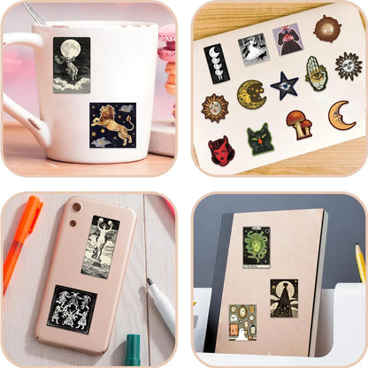 50Pcs Gothic Decor Graffiti Stickers Witch Moon Spooky DIY Stickers Skateboard Motorcycle Suitcase Phone Laptop Decals terrifictrend
