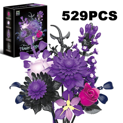 BuildMOC Purple Rose Botanical Building Block Set,Gothic Decor Artificial Rose Flower Bouquet Model Toys Valentines Day Gifts terrifictrend