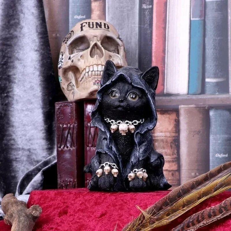 Gothic Cat Witch Decorated Garden Halloween Figurine  Decoration Accessories Decorations for Home Desk  Decor Modern terrifictrend