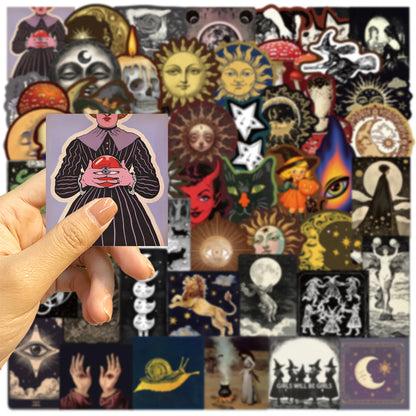 50Pcs Gothic Decor Graffiti Stickers Witch Moon Spooky DIY Stickers Skateboard Motorcycle Suitcase Phone Laptop Decals terrifictrend