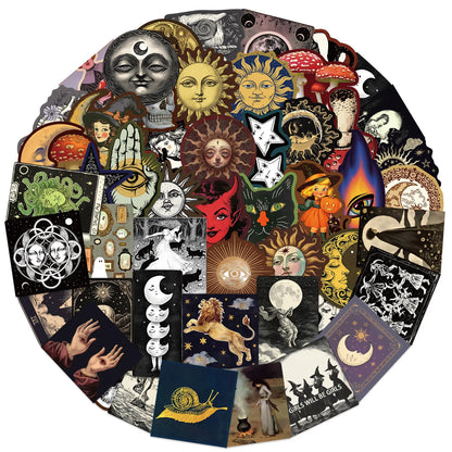 50Pcs Gothic Decor Graffiti Stickers Witch Moon Spooky DIY Stickers Skateboard Motorcycle Suitcase Phone Laptop Decals terrifictrend