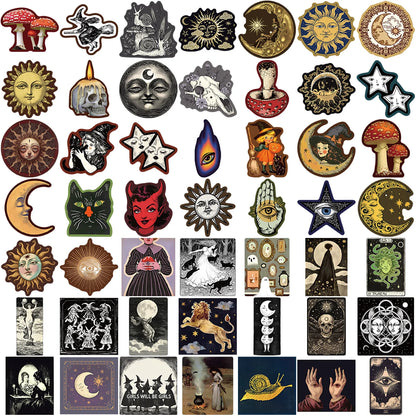 50Pcs Gothic Decor Graffiti Stickers Witch Moon Spooky DIY Stickers Skateboard Motorcycle Suitcase Phone Laptop Decals terrifictrend