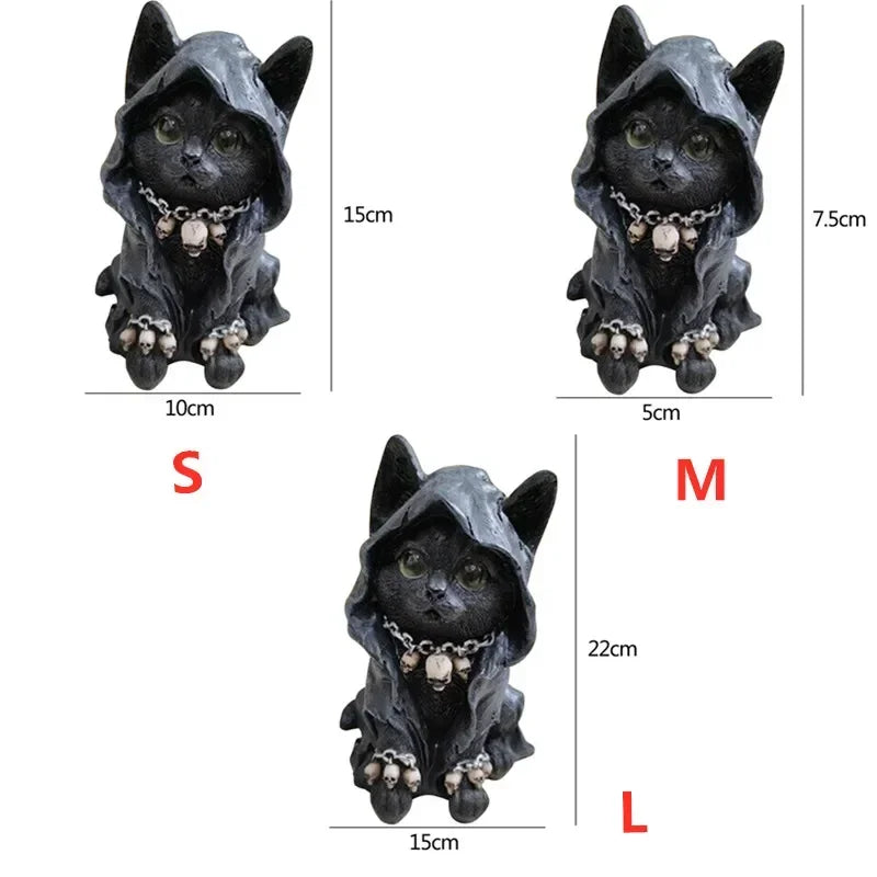 Gothic Cat Witch Decorated Garden Halloween Figurine  Decoration Accessories Decorations for Home Desk  Decor Modern terrifictrend