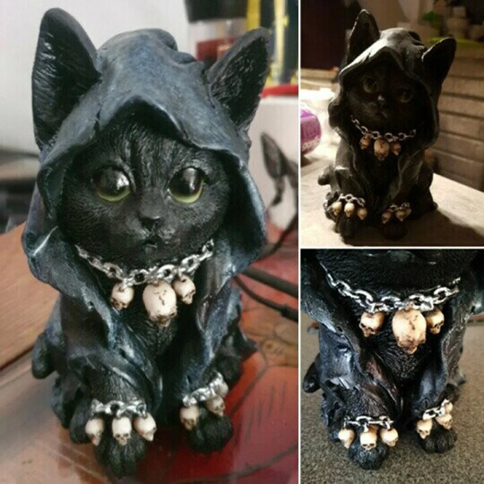 Gothic Cat Witch Decorated Garden Halloween Figurine  Decoration Accessories Decorations for Home Desk  Decor Modern terrifictrend