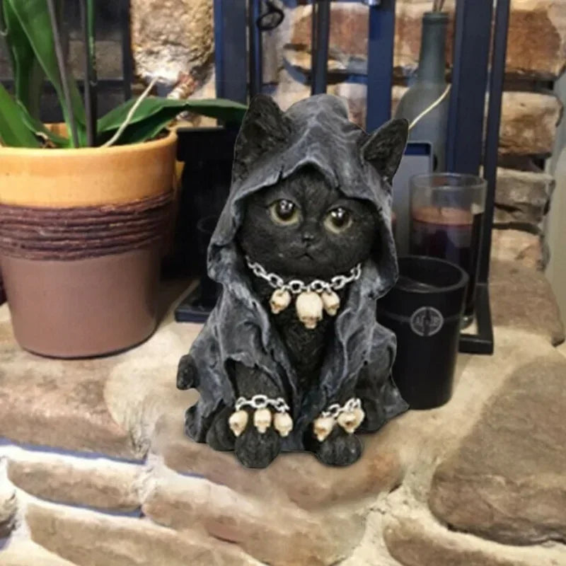 Gothic Cat Witch Decorated Garden Halloween Figurine  Decoration Accessories Decorations for Home Desk  Decor Modern terrifictrend