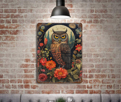 Rustic Gothic Botanical Animals OWL Metal Sign Victorian Wall Decor 8 x 12 new Unbranded