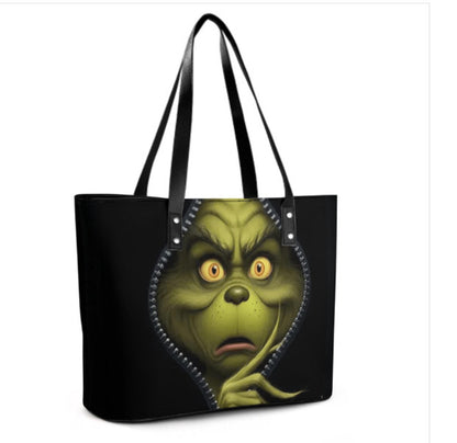 Custom Tote Hand Shoulder Bag 12 X 15  Grinch Peeking Christmas Holiday Gift Terrifictrend