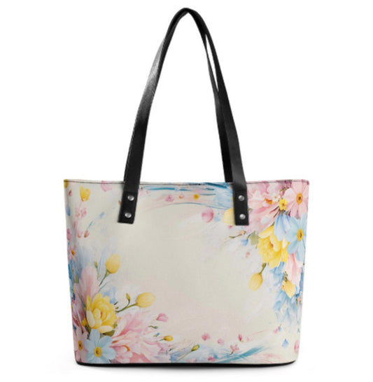 Custom Tote Hand Shoulder Bag 12 X 15 Spring Flowers Pastel Blue Yellow Pink NEW Terrifictrend