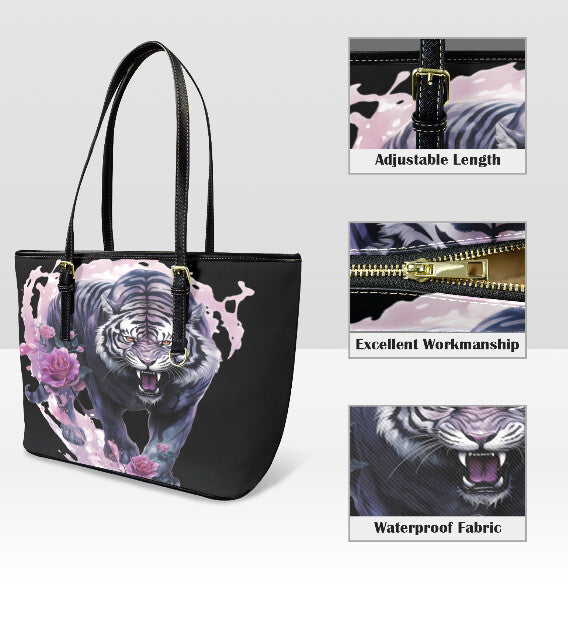 Custom Tote Hand Shoulder Bag 12 X 15 Gothic Pink Purple Black Ttger Floral Terrifictrend