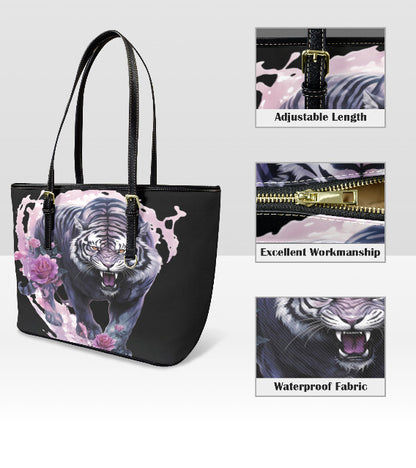 Custom Tote Hand Shoulder Bag 12 X 15 Gothic Pink Purple Black Ttger Floral Terrifictrend