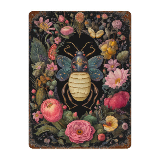 Rustic Gothic Botanical Animals BEETLE Metal Sign Victorian Wall Decor 8x12 Unbranded