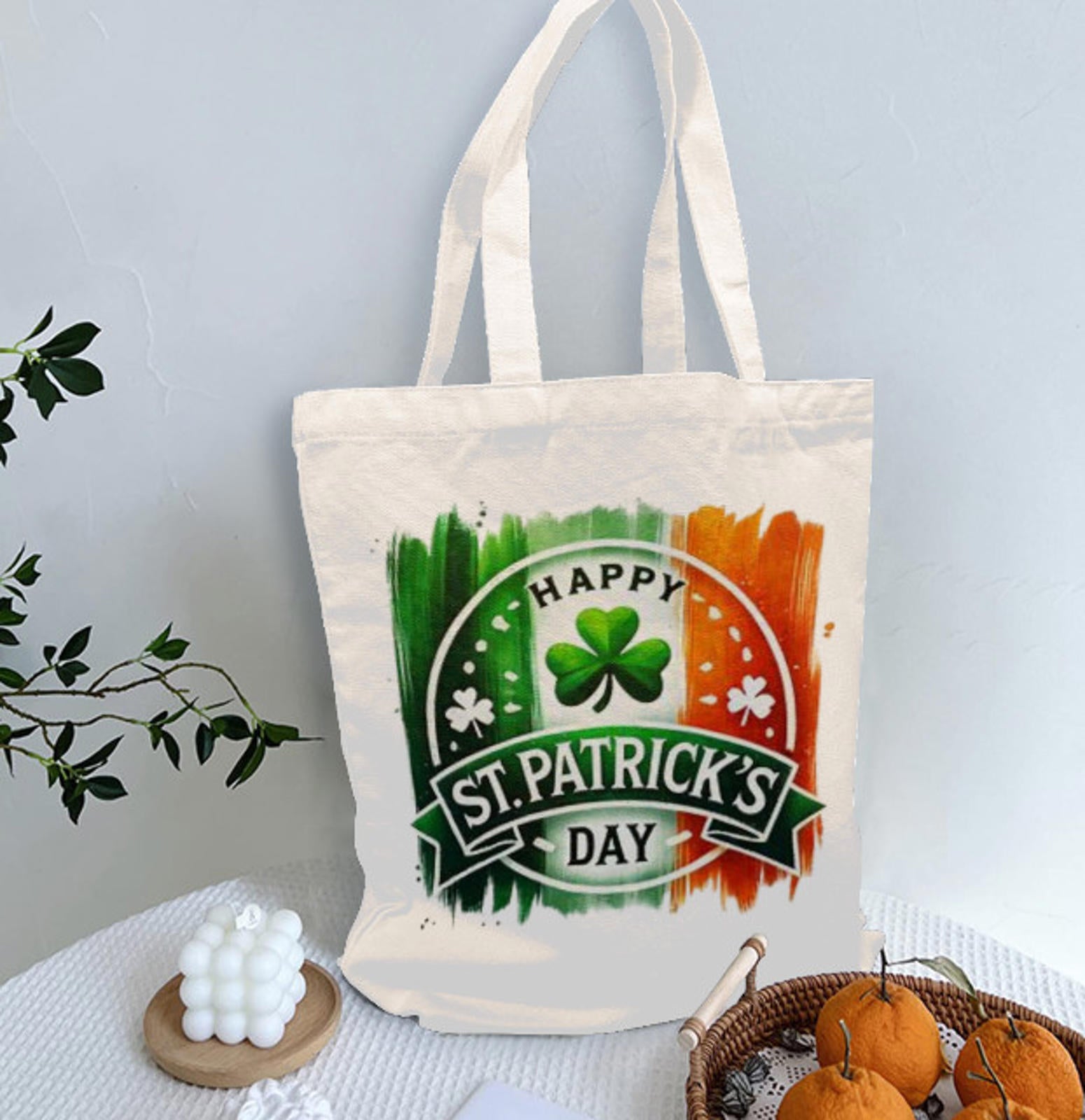 St. Patrick's Day Ireland Irish Flag Shamrock Shoulder Tote Bag 15" X 15" TerrificTrend