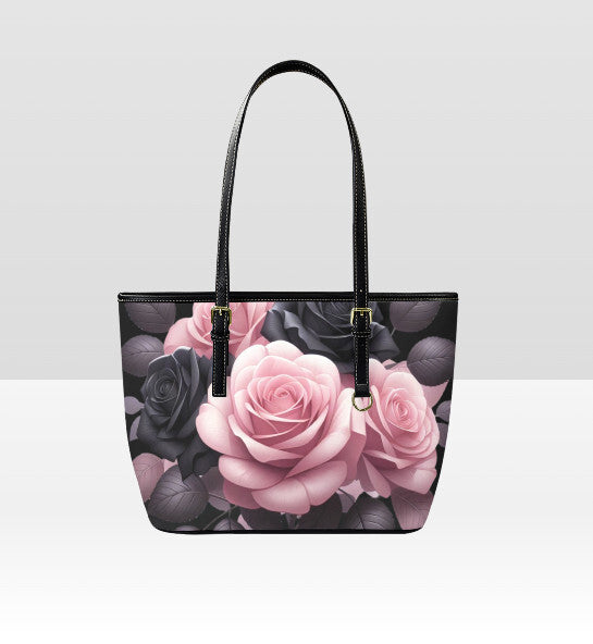 Custom Tote Hand Shoulder Bag 12 X 15 Gothic Victorian Pink Black Roses Medium Terrifictrend