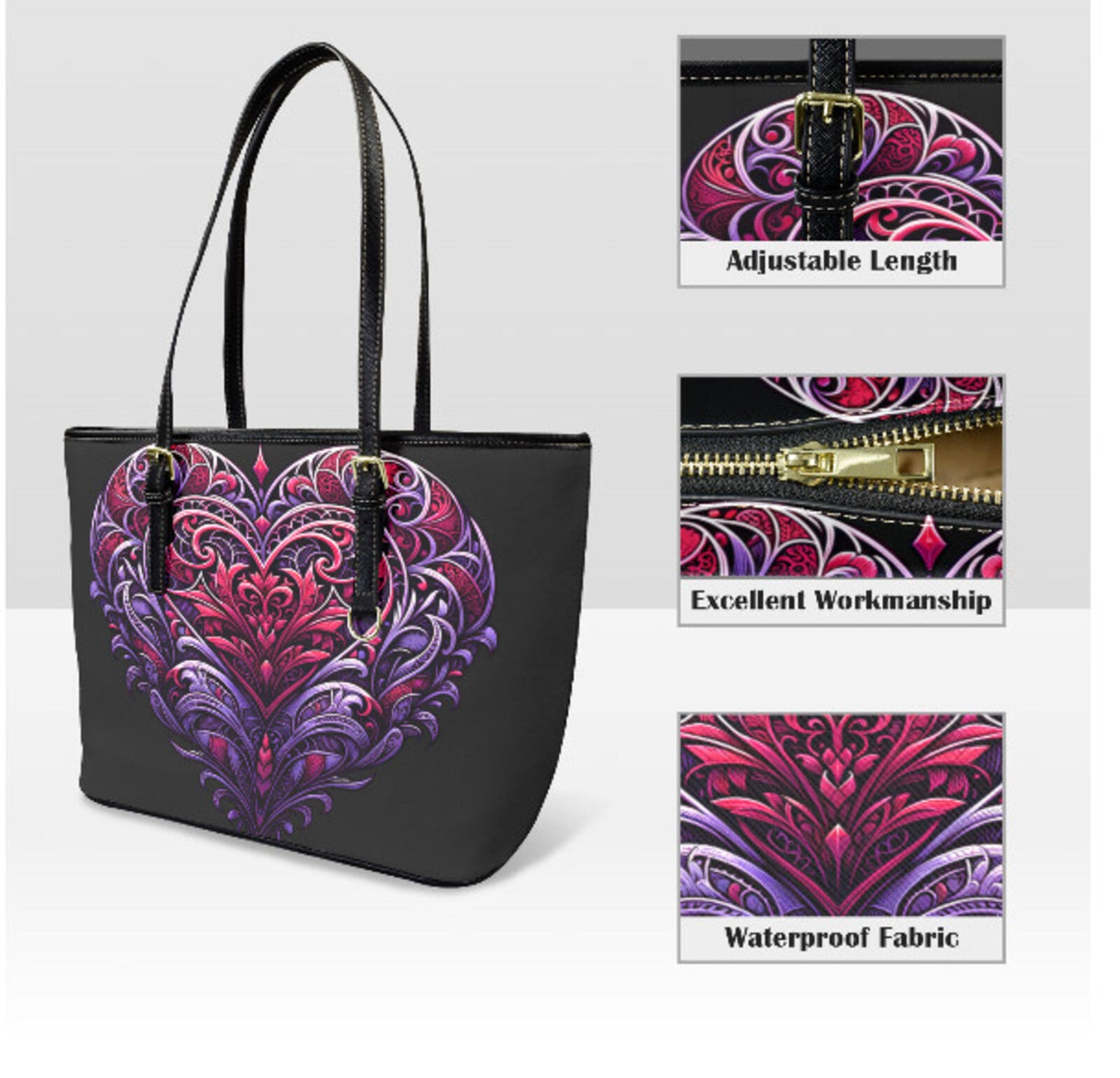 Tote Hand Shoulder Bag 12 X 15 Purple Red Gothic Victorian Mother's Day Gift Terrifictrend