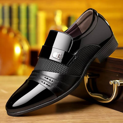 Wine Red Fashion Patchwork Leather Shoes For Men - terrifictrend