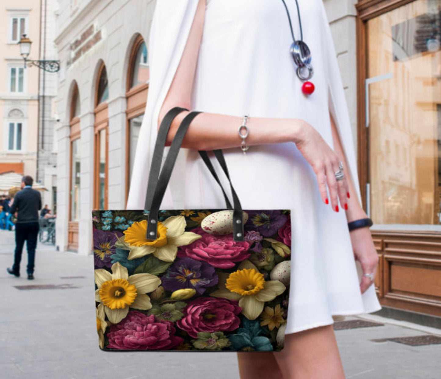 Custom Tote Hand Shoulder Bag 12 X 15 Spring Eggs Flowers Easter Mother's Day Terrifictrend