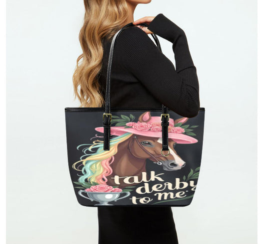 Tote Hand Shoulder Bag 12 X 15 Kentucky Derby Horse Hat Roses Talk Derby to Me Terrifictrend