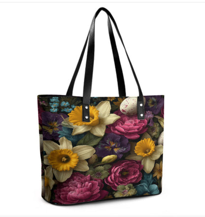 Custom Tote Hand Shoulder Bag 12 X 15 Spring Eggs Flowers Easter Mother's Day Terrifictrend