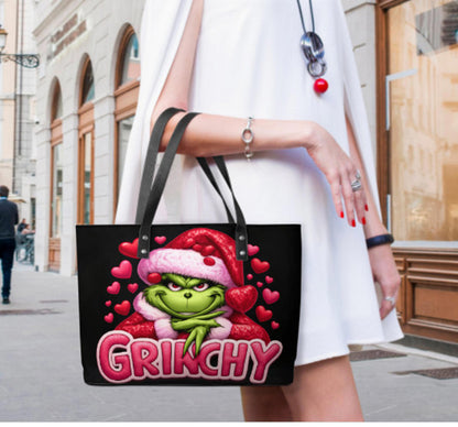Tote Hand Shoulder Bag 12 X 15 The Grinch Pink Grinchy Heart Valentine's Day NEW Terrifictrend