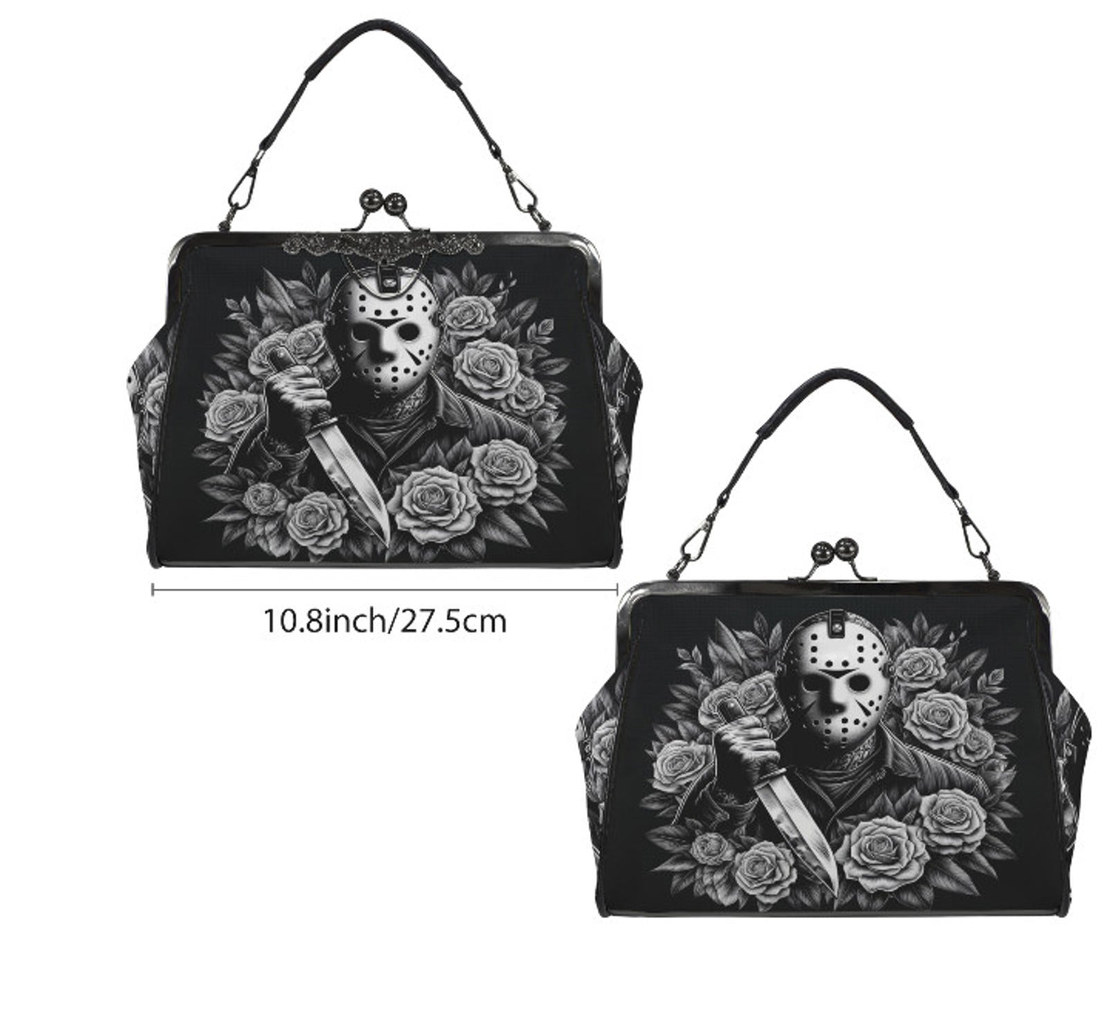 Horror Friday the 13th Jason Voorhees Floral Shoulder Cross Body Bag Satchel NEW Kisslock