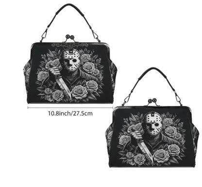 Horror Friday the 13th Jason Voorhees Floral Shoulder Cross Body Bag Satchel NEW Kisslock