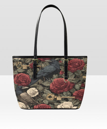 Custom Tote Hand Shoulder Bag 12 X 15 Gothic Victorian Crow Burgundy Roses NEW Terrifictrend