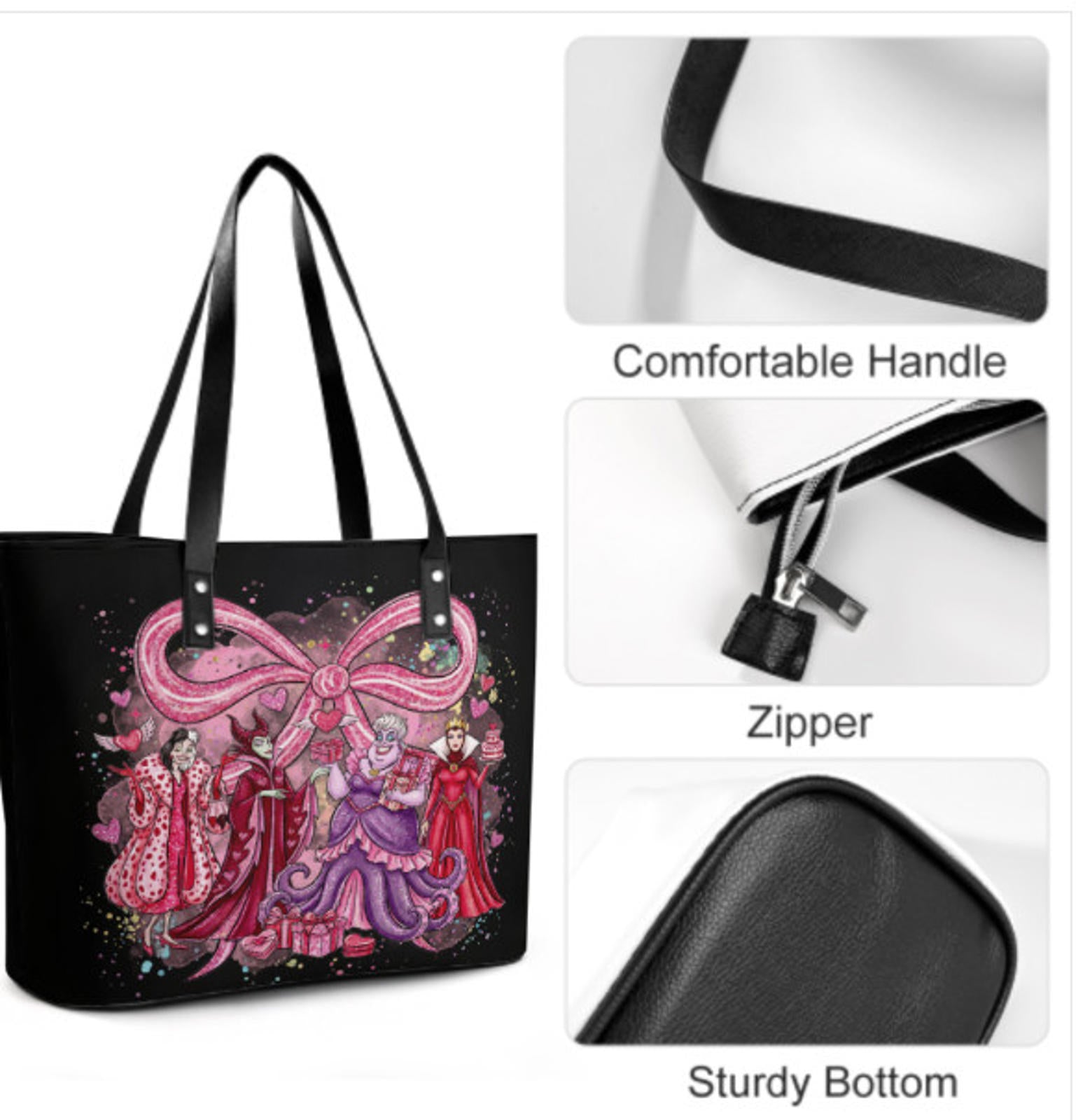 Tote Hand Shoulder Bag 12 X 15 Disney Evil Villain Queen Valentine's Day NEW Terrifictrend