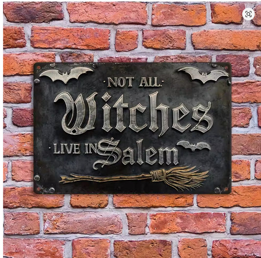Vintage Not All Witches Live in Salem Wiccan Sign Halloween Wall Decor 8x12 NEW Unbranded