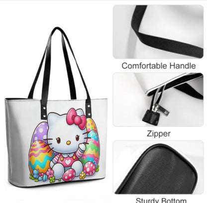 Custom Tote Hand Shoulder Bag 12 X 15 Spring Happy Easter Eggs Hello Kitty Art Terrifictrend