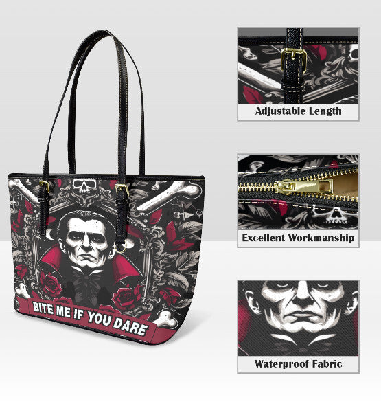 Custom Tote Hand Shoulder Bag 12 X 15 Halloween Bite Me if You Dare Dracula Terrifictrend