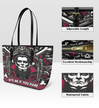 Custom Tote Hand Shoulder Bag 12 X 15 Halloween Bite Me if You Dare Dracula Terrifictrend