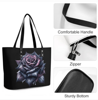 Custom Tote Hand Shoulder Bag 12 X 15 Gothic Spring Purple Rose Mother's Day Art Terrifictrend