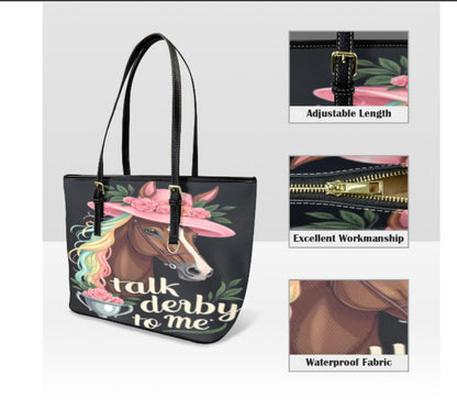 Tote Hand Shoulder Bag 12 X 15 Kentucky Derby Horse Hat Roses Talk Derby to Me Terrifictrend