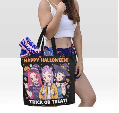KPop Demon Hunters Huntrix Saja Girls Anime Large Halloween Tote Bag 18"x15" TerrificTrend