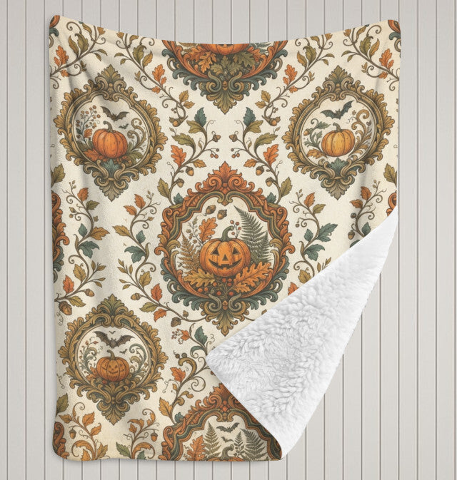Sherpa Fleece Blanket 40" x 50" Home Decor Throw Elegant Victorian Halloween NEW Terrific Trend