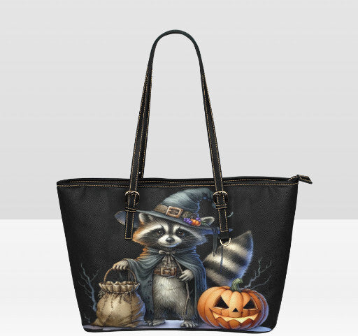 Custom Tote Hand Shoulder Bag 12 X 15 Gothic Racoon Witch Pumpkin Halloween Terrifictrend