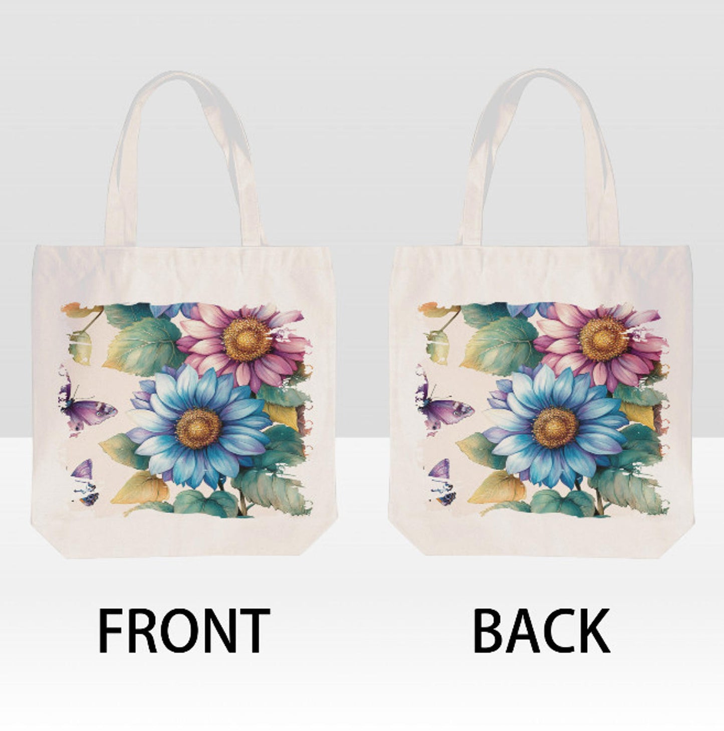 Spring Blue Violet Flowers Floral Art Print Shoulder Tote Bag 15"x15" NEW TerrificTrend