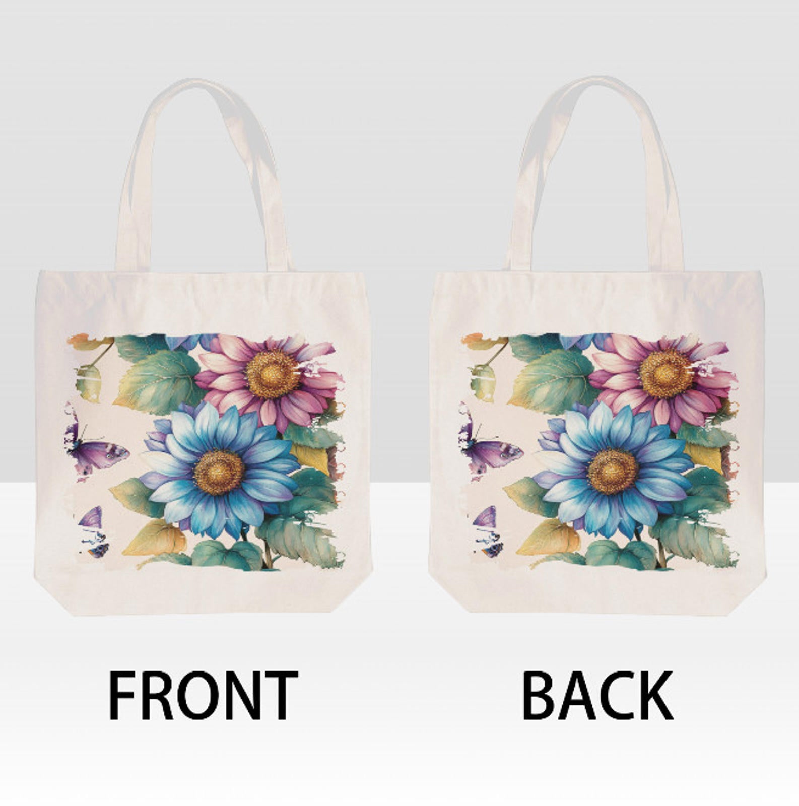 Spring Blue Violet Flowers Floral Art Print Shoulder Tote Bag 15"x15" NEW TerrificTrend