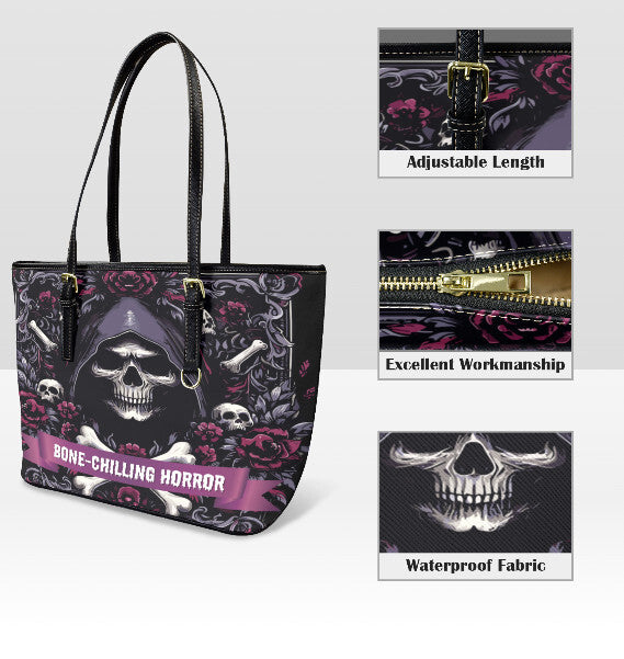 Custom Tote Hand Shoulder Bag 12 X 15 Halloween Gothic Grim Reaper Skull Flower Terrifictrend
